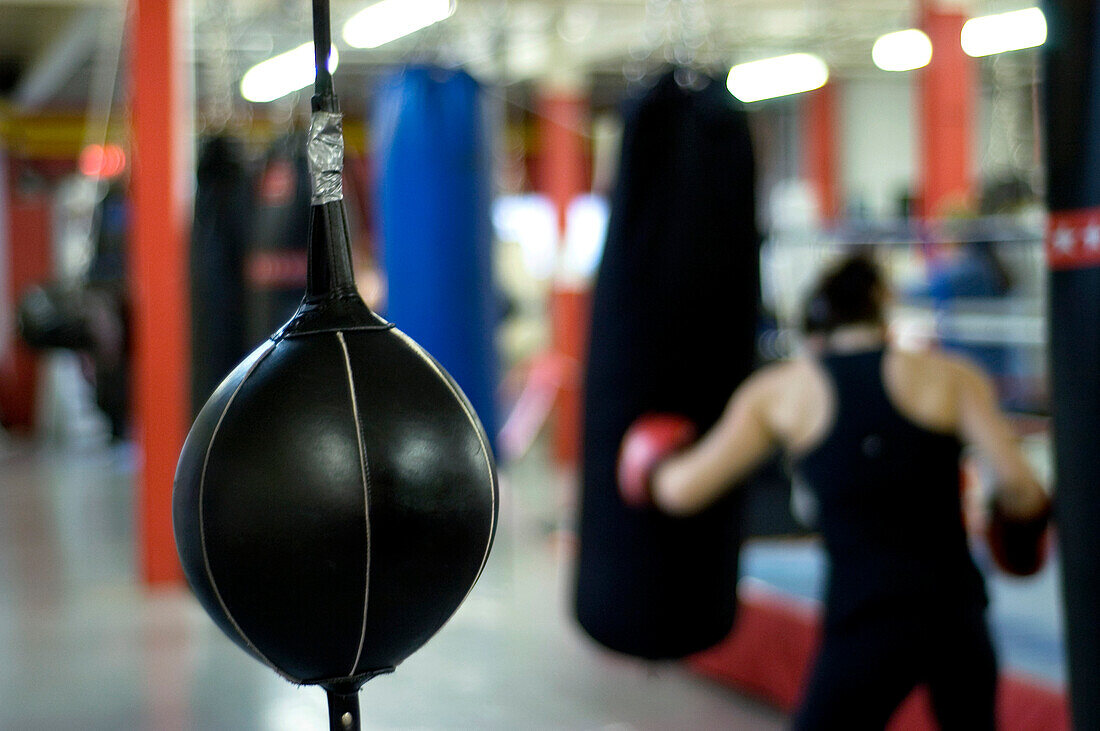 Target Bag with Female Boxer in the Background, Toronto, Ontario