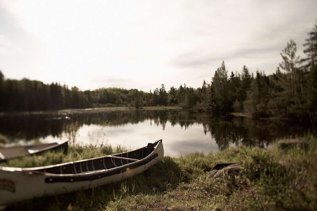 Two Canoes by a Pond, North Bay, Ontario