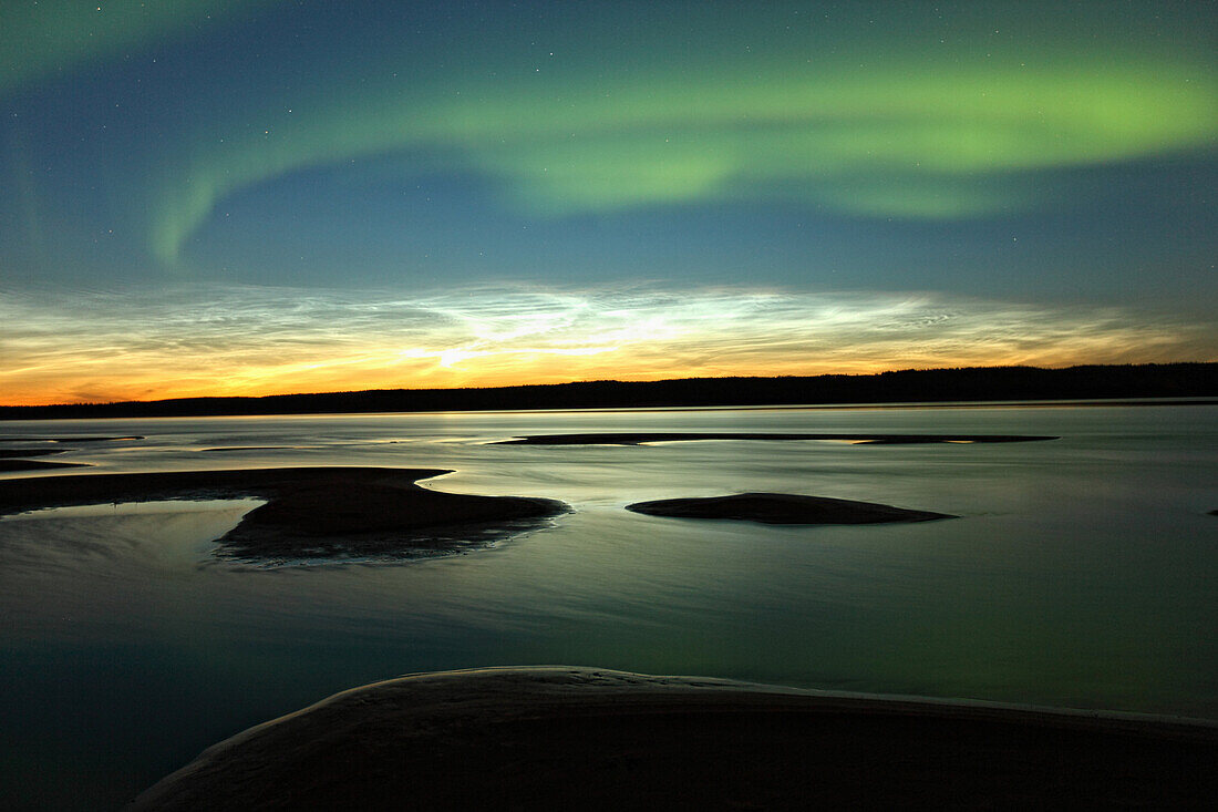 Aurora borealis over the MacKenzie River, Fort Simpson, Northwest Territories