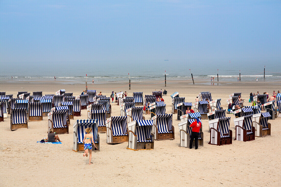 Beach chairs on the beach, Norderney Island, Nationalpark, North Sea, East Frisian Islands, East Frisia, Lower Saxony, Germany, Europe