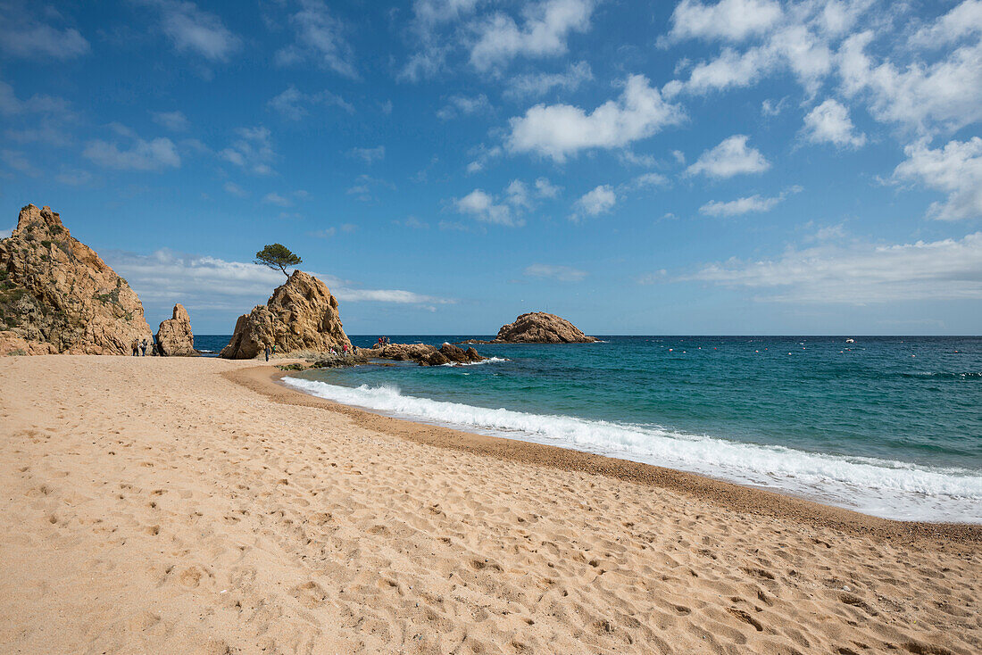 Strand und Felsen, Tossa de Mar, Costa Brava, Spanien