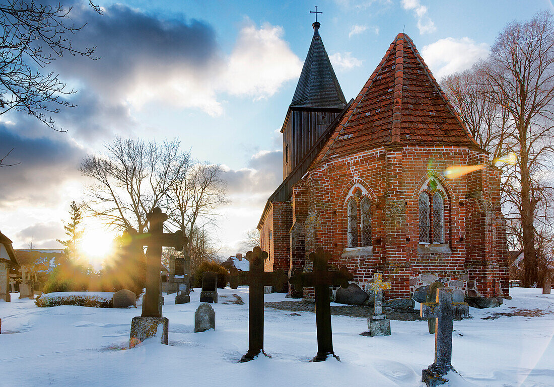 Church in Gross Zicker, Moenchgut, Island of Ruegen, Mecklenburg-Western Pomerania, Germany