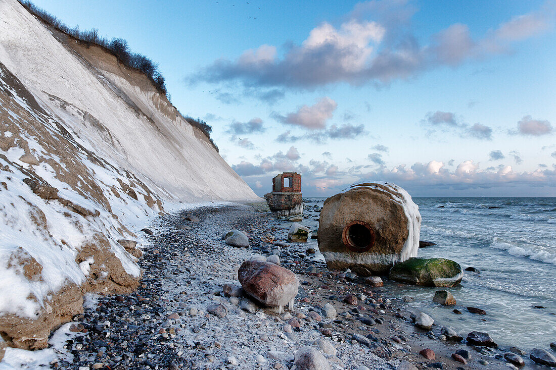 Ostseestrand in Winter, Kap Arkona, Insel Rügen, Mecklenburg-Vorpommern, Deutschland
