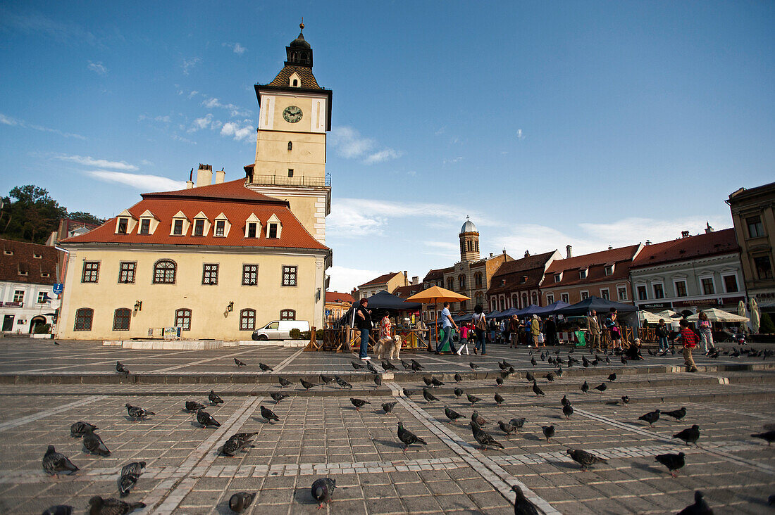 Town hall on Piata Sfatului square in the historic centre, Brasov, Transylvania, Romania