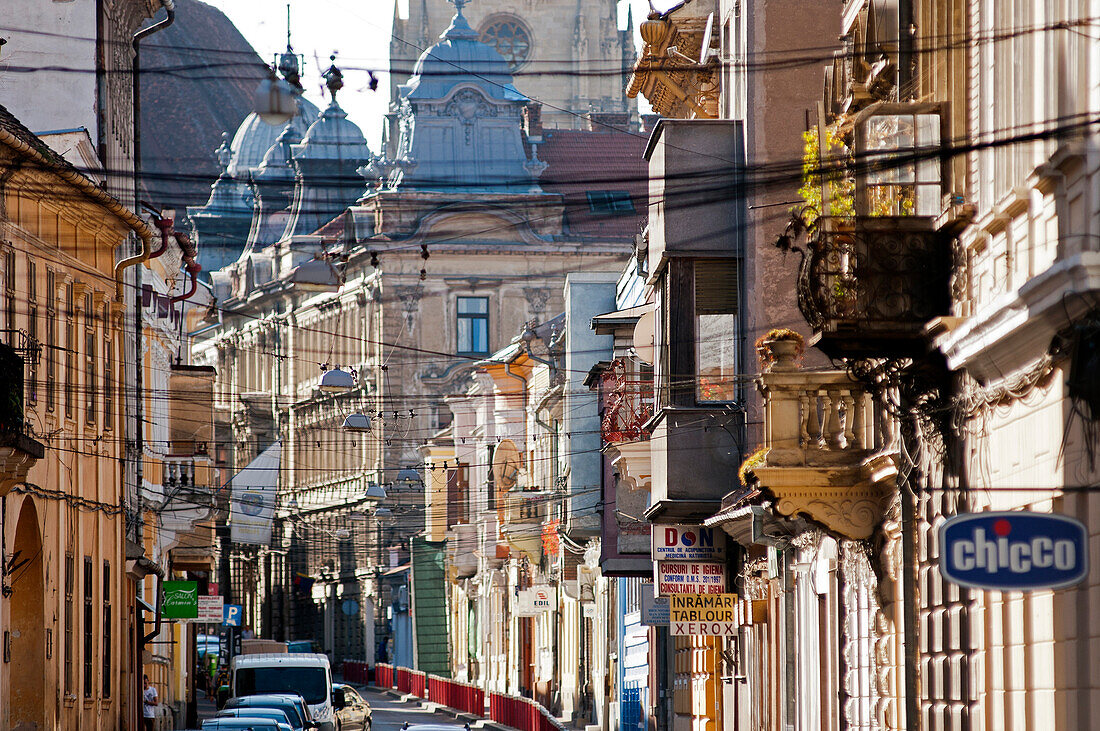 Blick zur St. Michael Kirche, Cluj-Napoca, Transylvanien, Rumänien