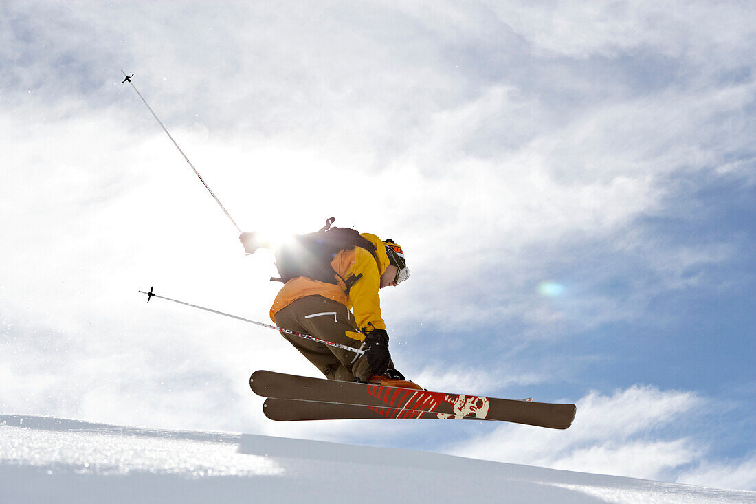 Skier jumping, Davos, Grisons, Switzerland