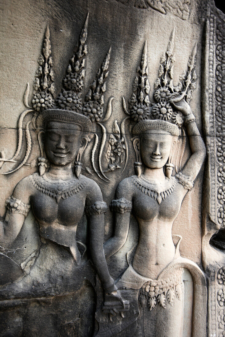 Relief of Apsara dancers, Angkor Wat temple, Angkor Archaeological Park, Siem Reap, Cambodia