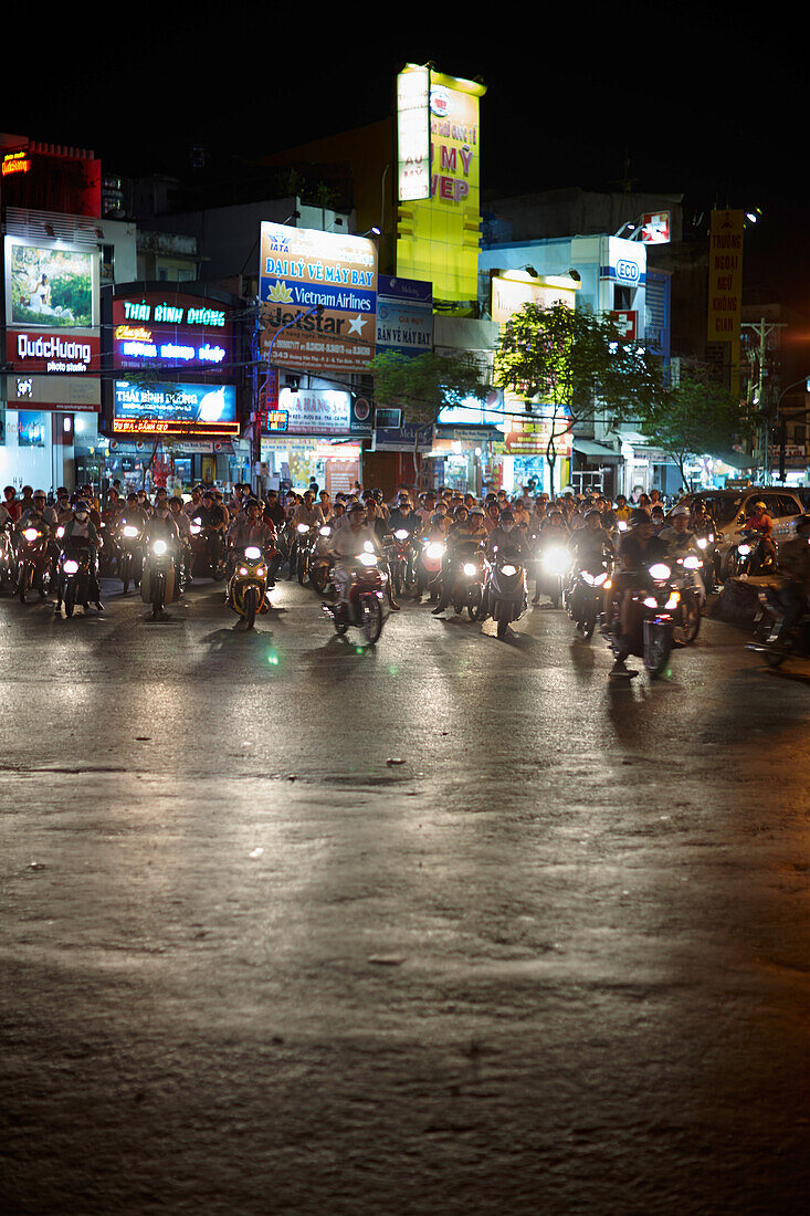 Motorcyclists at night, Ho-Chi-Minh City, Vietnam