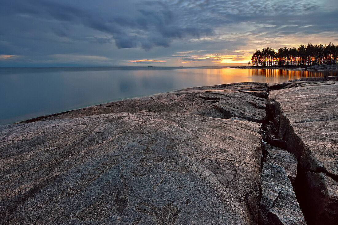 White Nights, Petroglyphs on the eastern shore of Lake Onega, The Republic of Karelia, Russia