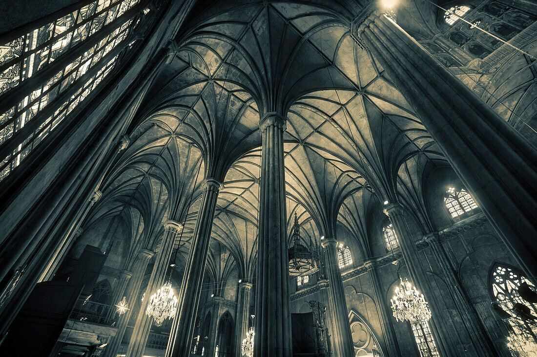 Interior of San Sebastian, the only all-steel church in Asia, Manila, Philippines, Asia