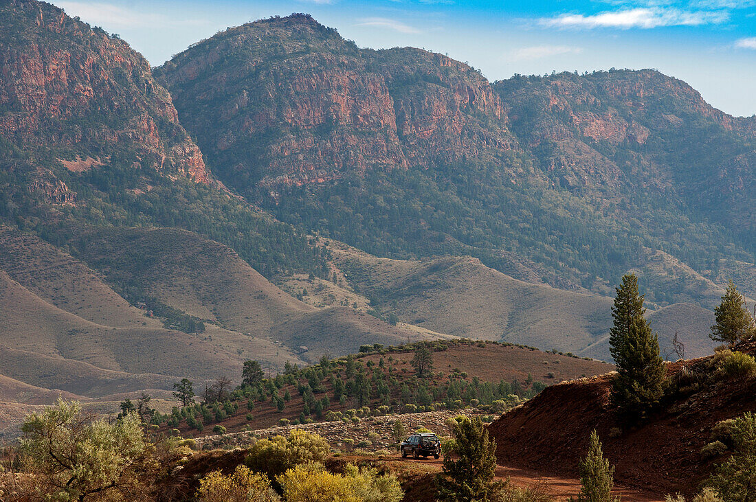 Drive through the Brachina Gorge with the Heysen Range in the background, Flinders Ranges National Park, South Australia, Australia