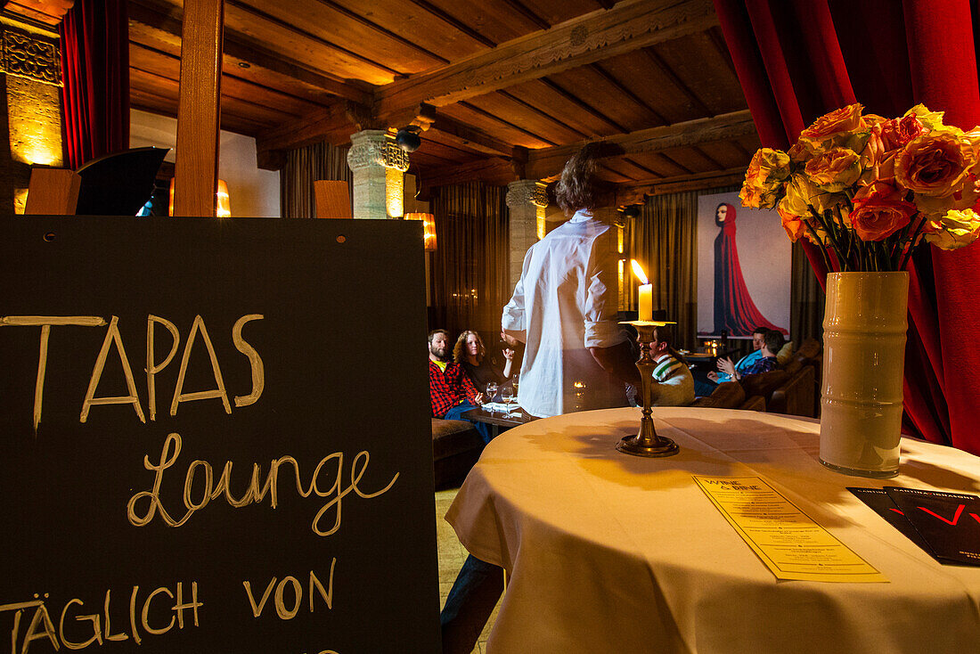 Guests in a lounge of a restaurant, Lenzerheide, Canton of Graubuenden, Switzerland