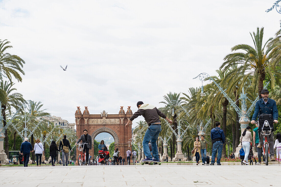 Arc de Triomf with people,Barcelona,Spain