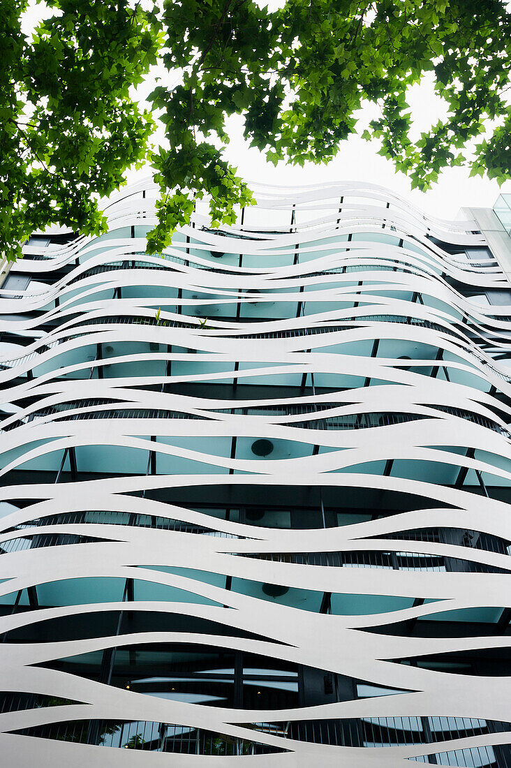 Modern facade of a building,Passeig de Gracia,Barcelona,Spain