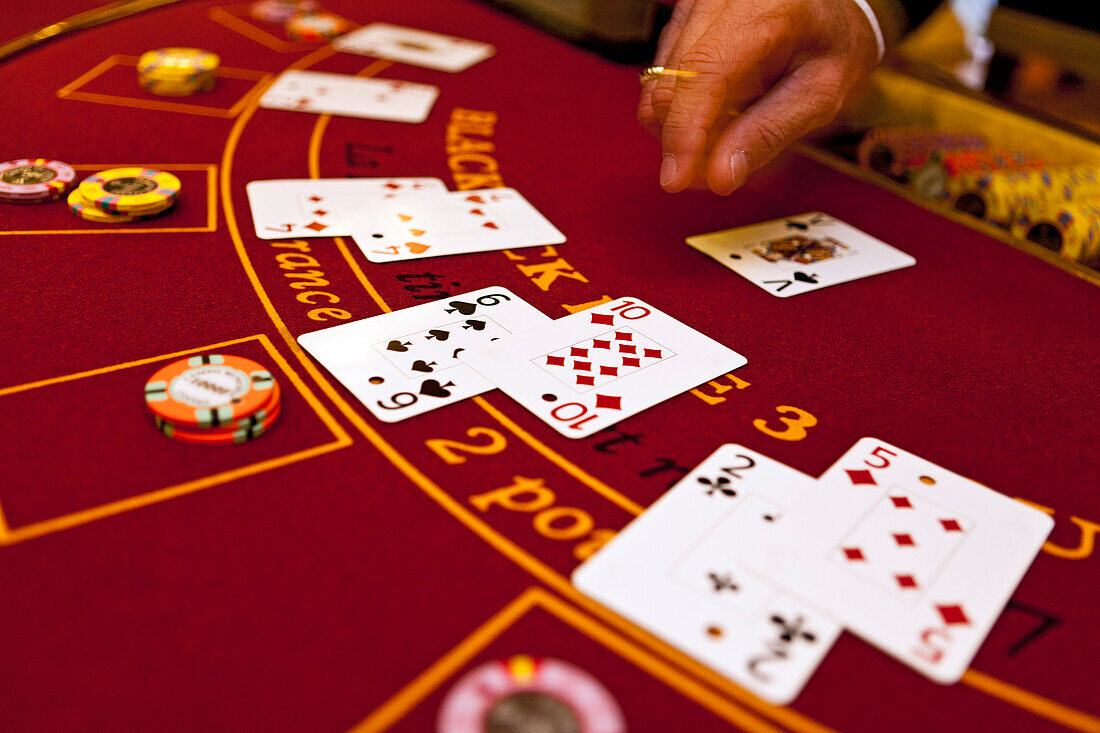 Gambling table with Blackjack, Casino, Cannes, Cote d’Azur, Provence, France