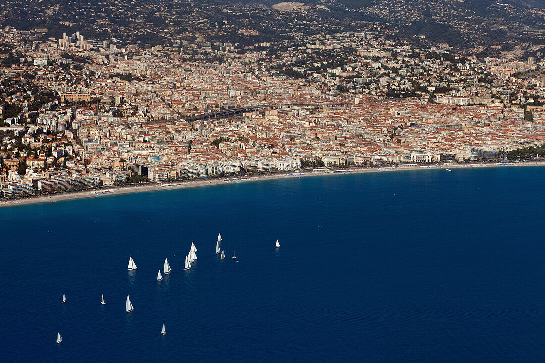 Luftaufnahme von Nizza, Côte d'Azur, Provence, Frankreich