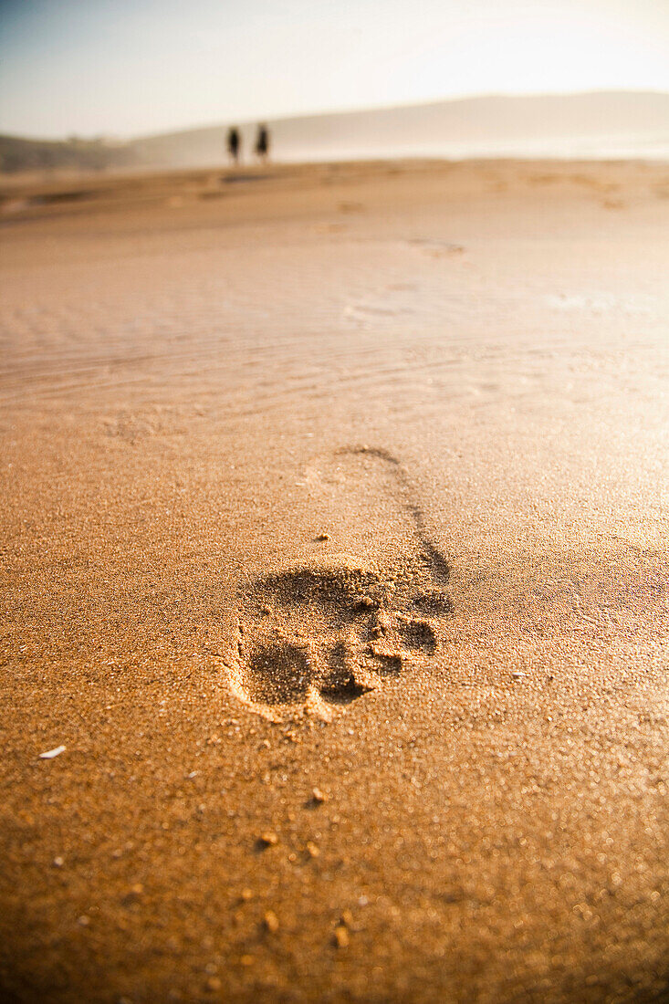 Footprint In The Sand In Putsborough Sands, North Devon, Uk