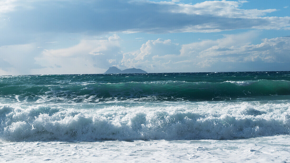 Waves Crashing To Shore On Matalan Beach, Matalan, Crete, Greece