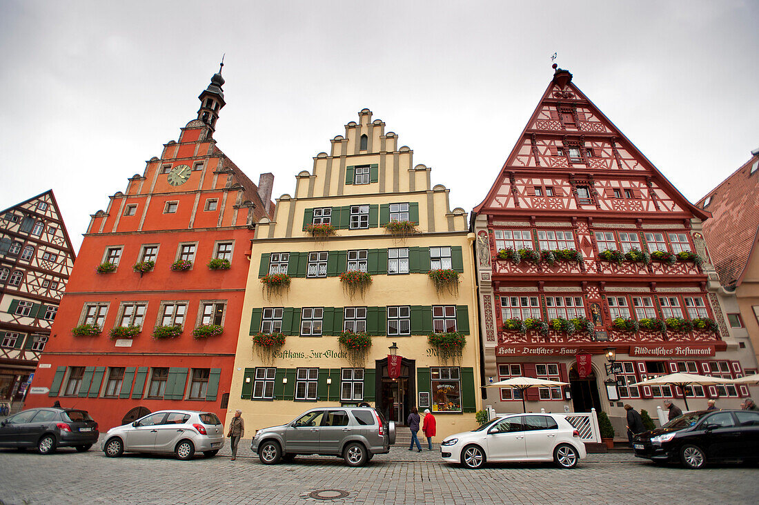 Old houses in the historic centre of Dinkelsbuehl, Franconia, Bavaria, Germany