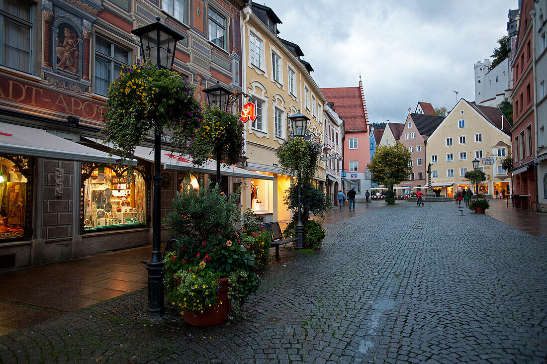 The historic centre of Fuessen, Schwaben, Upper Bavaria, Bavaria, Germany