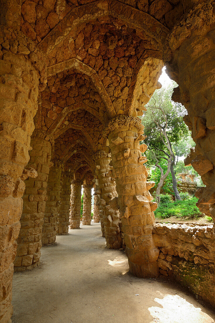 Park Guell, architect Antoni Gaudi, UNESCO World Heritage Site Park Guell, Catalan modernista architecture, Art Nouveau, Barcelona, Catalonia, Spain