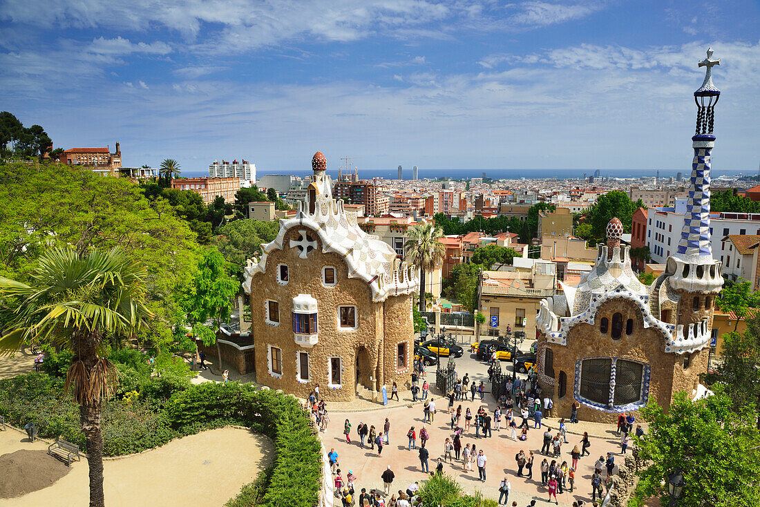 Park Guell, architect Antoni Gaudi, UNESCO World Heritage Site Park Guell, Catalan modernista architecture, Art Nouveau, Barcelona, Catalonia, Spain