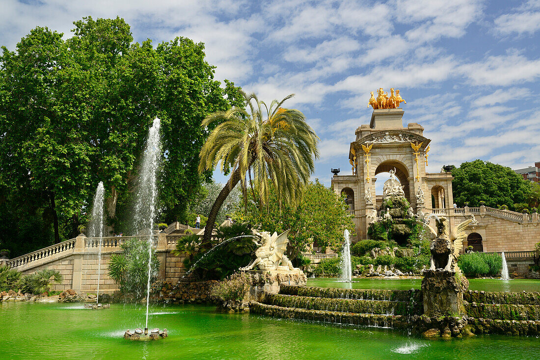 Brunnen im Parc de la Ciutadella, Stadtpark, La Ribera, Barcelona, Katalonien, Spanien
