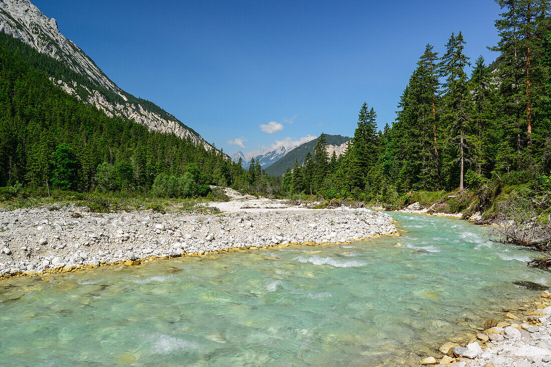 Upper Isar, Isar, Hinterau valley, Karwendel range, Tyrol, Austria