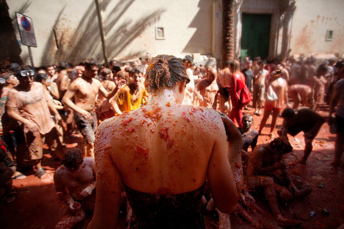 Revellers at the Tomatina