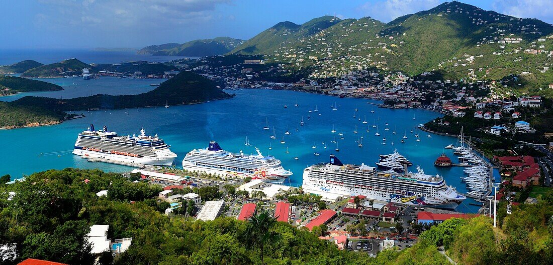 Cruise Ships in Charlotte Amalie Harbor St. Thomas Virgin Islands USVI Caribbean US Territory