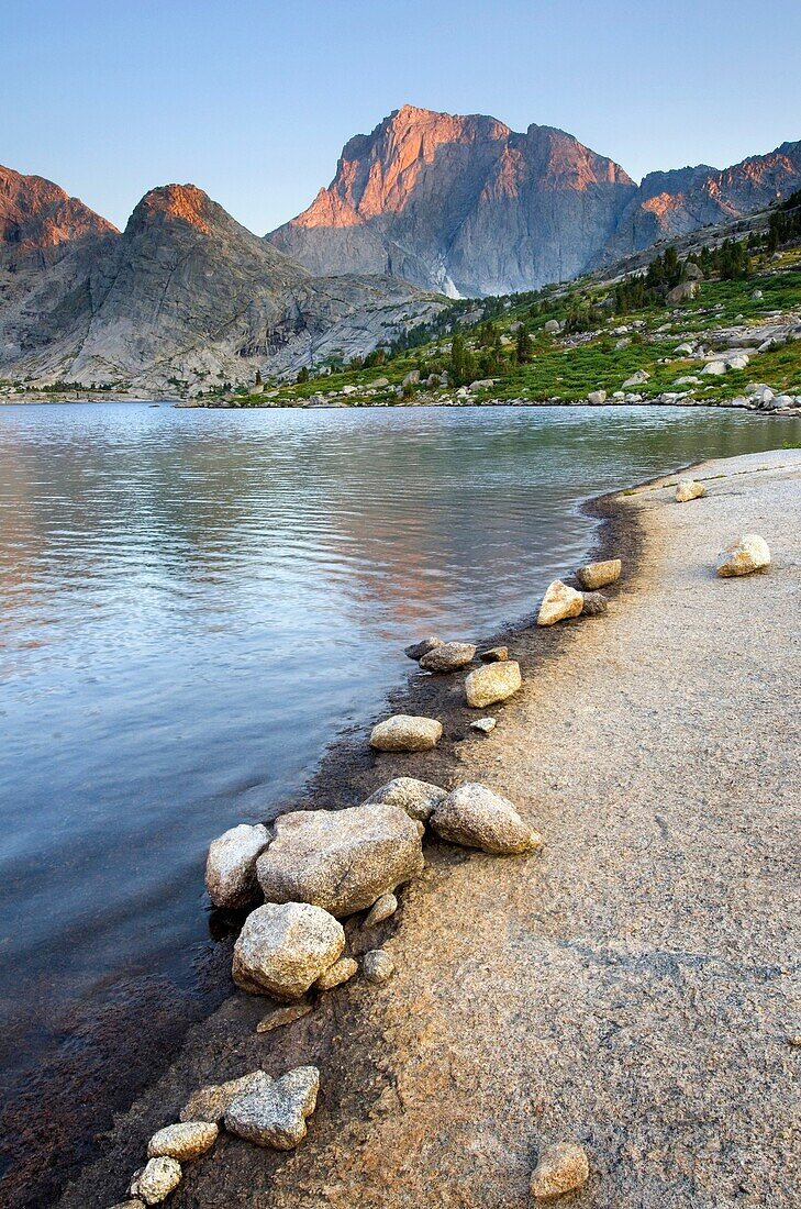 Deep Lake and Temple Peak, Bridger Wilderness in the Wind River Range of the Wyoming Rocky Mountains