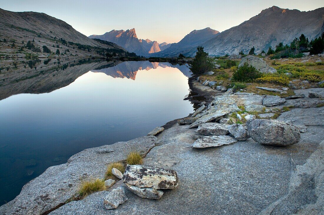 Sunrise over Deep Lake, Bridger Wilderness in the Wind River Range of the Wyoming Rocky Mountains