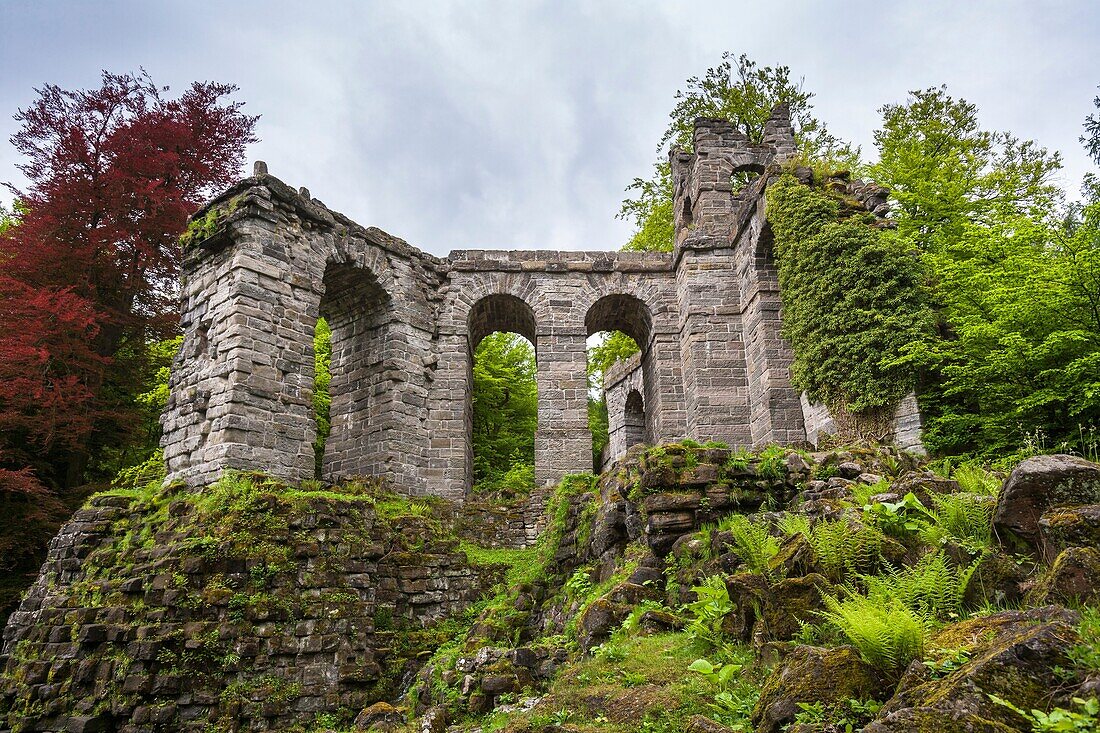 Historic aqueduct in the Bergpark Wilhelmshoehe on the German Fairy Tale Route, Kassel, Hesse, Germany, Europe