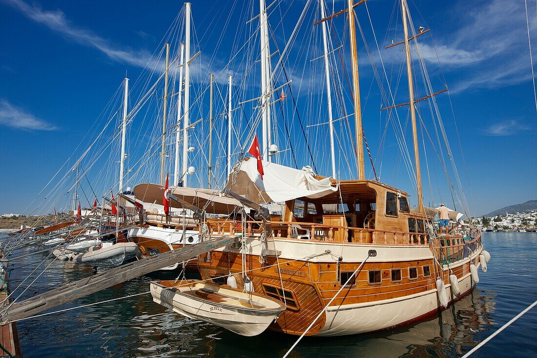 Gulets at Bodrum marina  Mugla province, Turkey