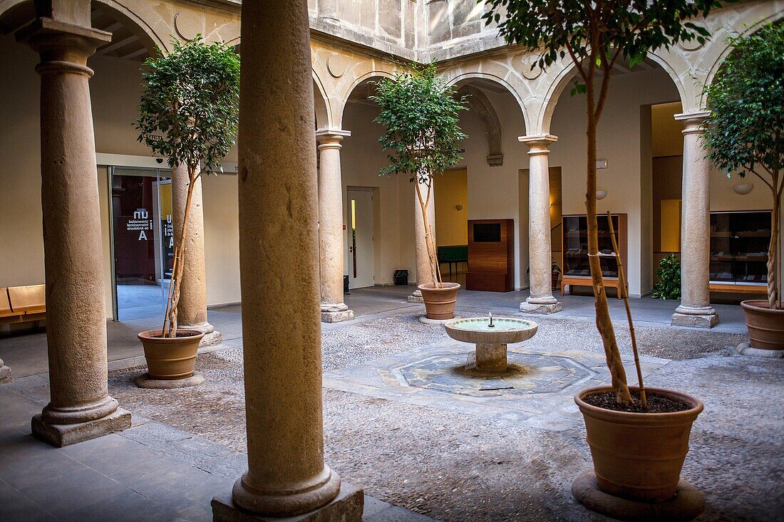 Courtyard of seminario de San Felipe Neri,university, in Santa María´s square  Baeza  Jaén province  Spain