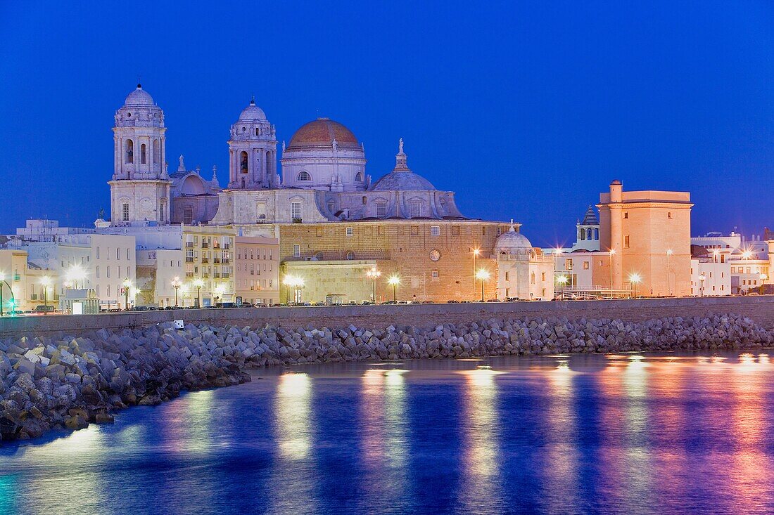 the cathedral and the levee in Campo del Sur  Cádiz, Andalusia, Spain