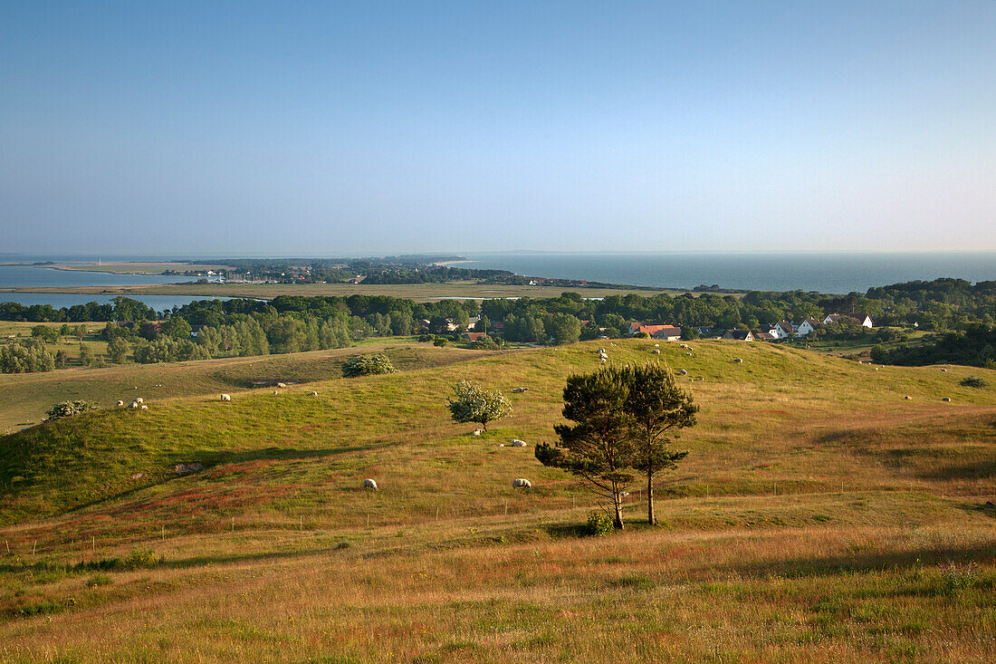 View from Dornbusch over the island, Hiddensee island, Baltic Sea, Mecklenburg Western-Pomerania, Germany