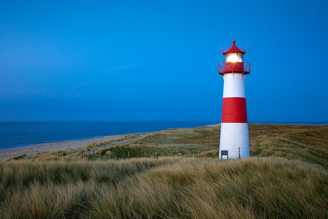 Leuchtturm List Ost, Halbinsel Ellenbogen, Insel Sylt, Nordsee, Nordfriesland, Schleswig-Holstein, Deutschland