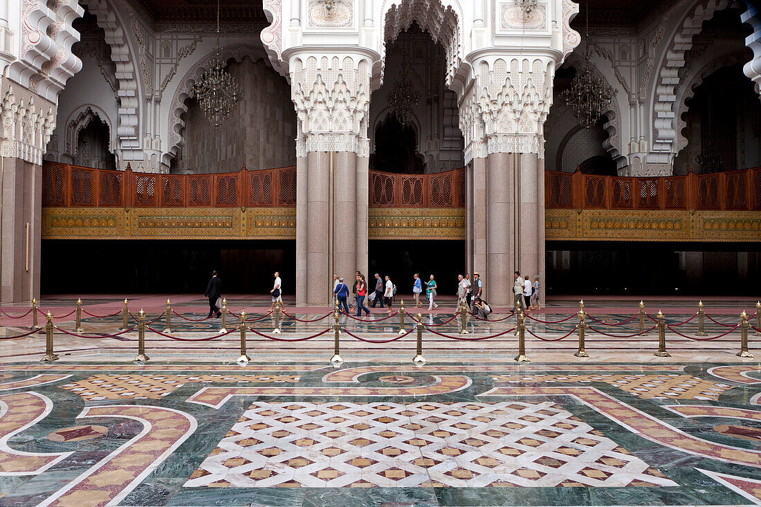 Interior courtyard of the Hassan II Mosque, Casablanca, Morocco