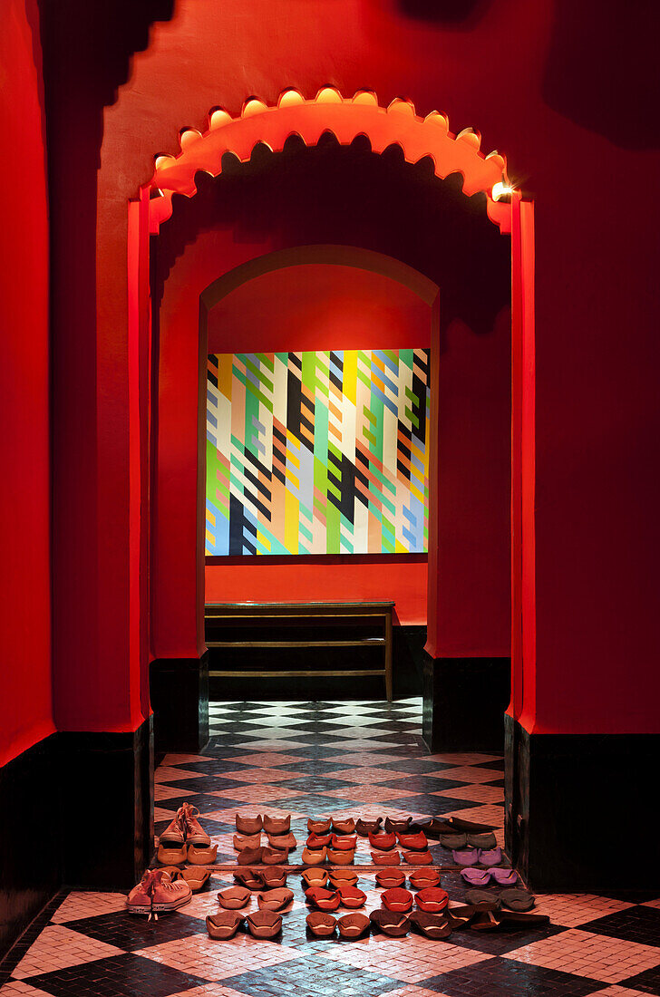 Mirrored entrance, El Fenn, Marrakech, Morocco