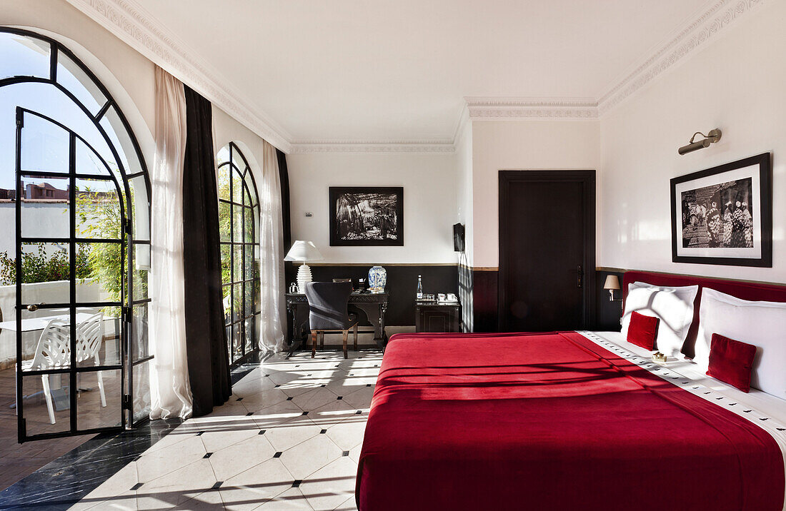 Schlafzimmer rouge, Riad Lotus Privilege, Marrakesch, Marokko