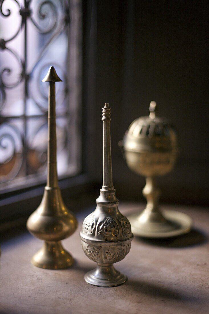 Incense burner and rose water dispenser, Riad Noir D'Ivoire, Marrakech, Morocco