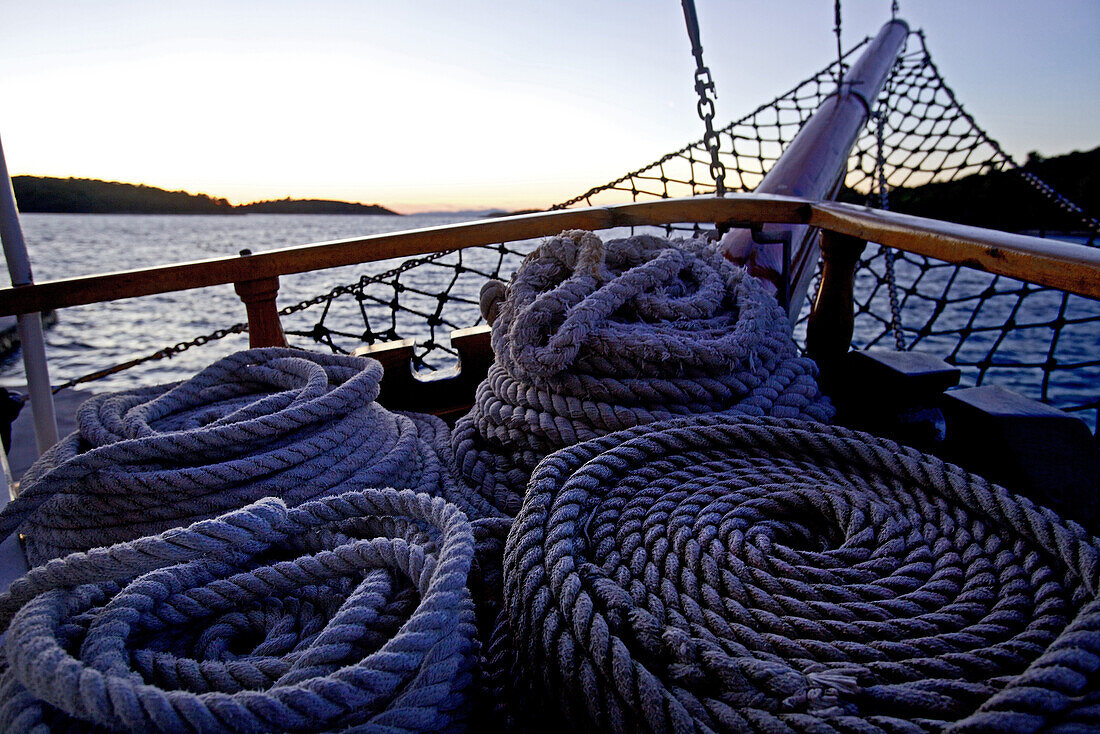 Ropes on a sailboat, Hvar, Dalmatia, Croatia