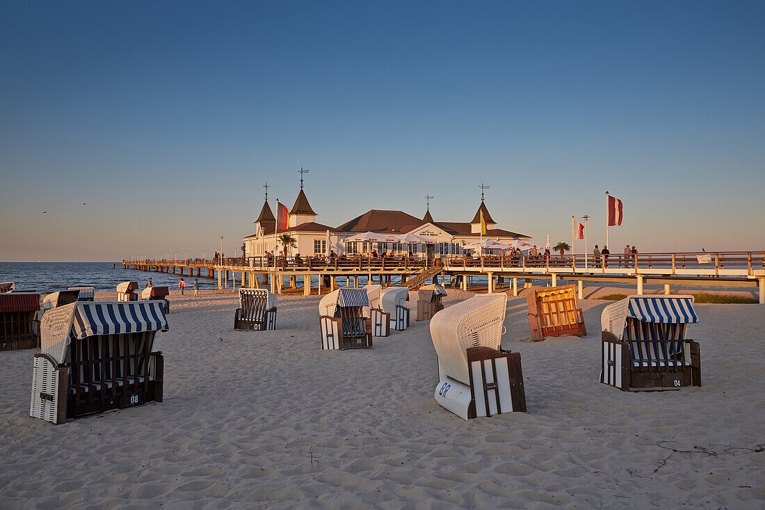 Ahlbeck pier, Island of Usedom, Baltic Sea Coast, Mecklenburg Western Pommerania, Germany