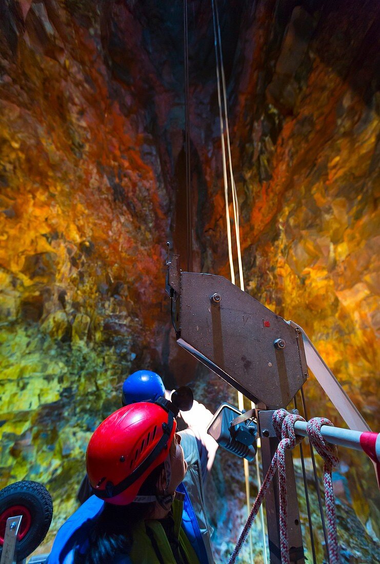 Inside the Thrihnukagigur volcano, Iceland, Europe.