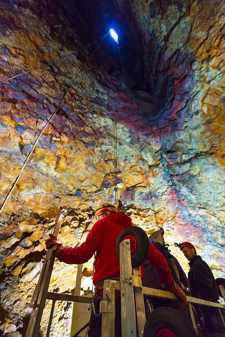 Inside the Thrihnukagigur volcano, Iceland, Europe.