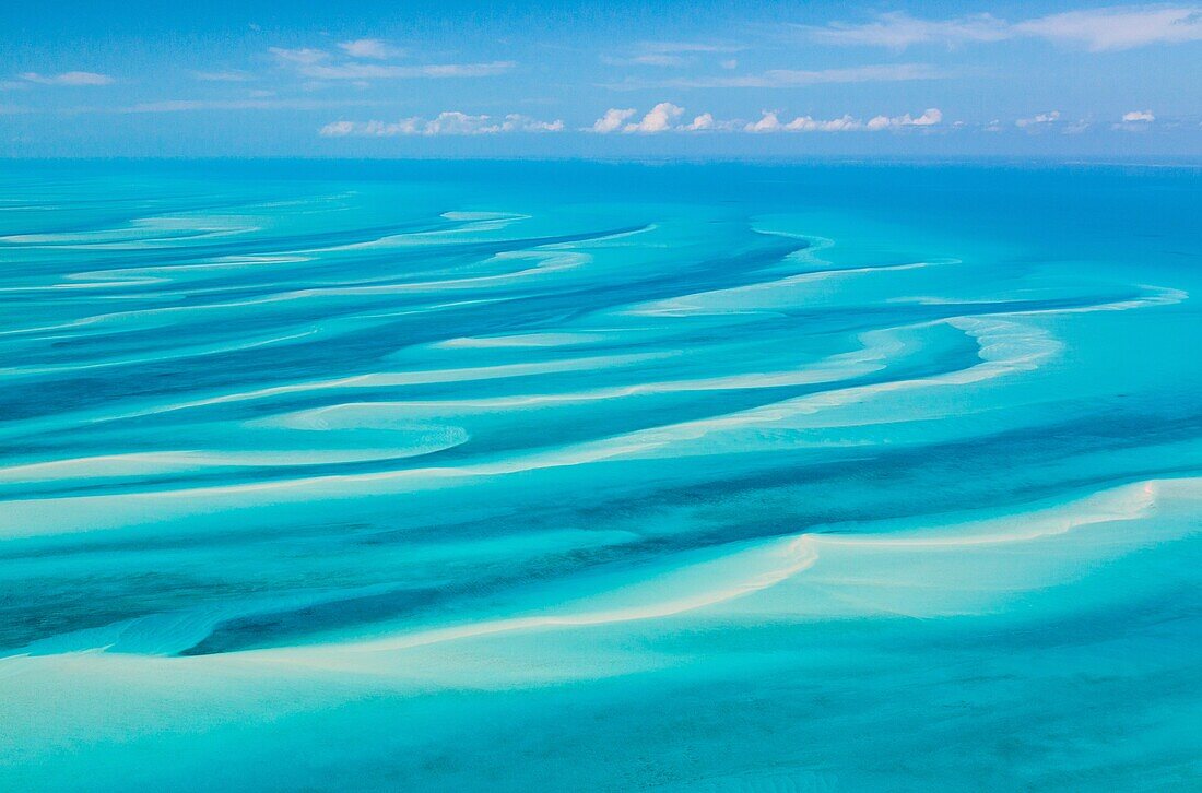 Aerial view, Eleuthera, Bahamas, America.