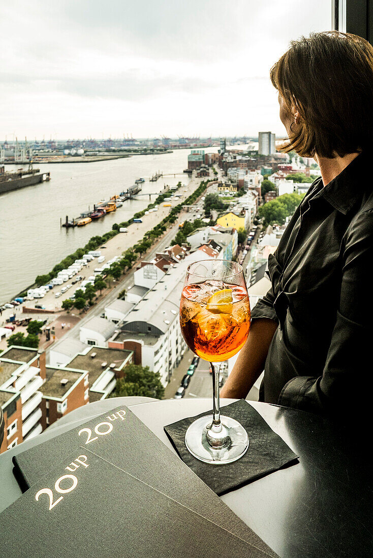 Bar 20up at the Empire Riverside Hotel at the Reeperbahn Hamburg with view to the harbour, Hamburg, Germany