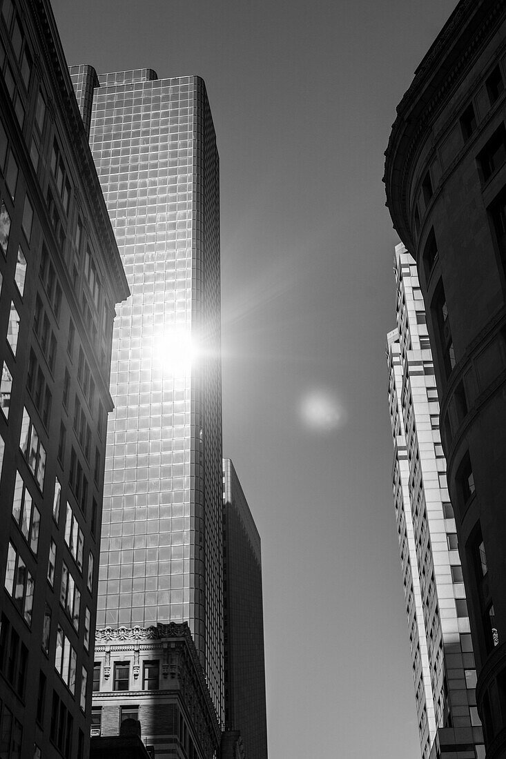 Sun Reflecting off Modern Building, Low Angle View, Boston, Massachusetts, USA