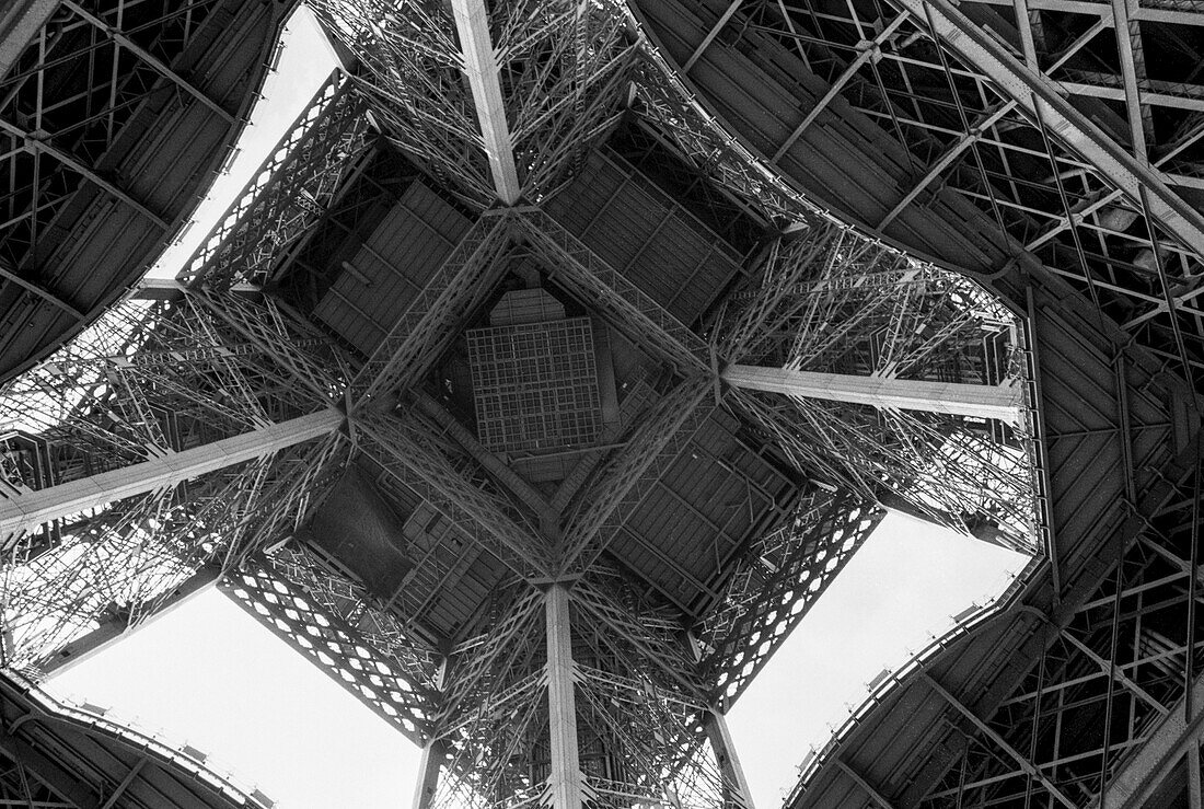 Underneath Base of Eiffel Tower, Low Angle View, Paris, France